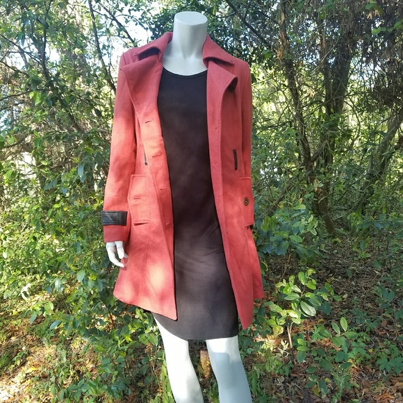 Mod Coral Trench Coat Double Breasted Peacoat Blac Label Pink M - Picture 3 of 9